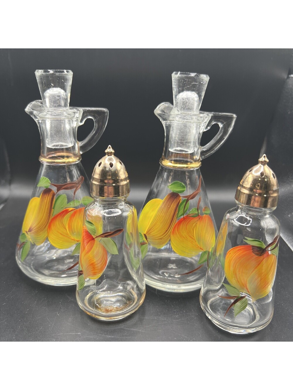 Vintage Hazel Atlas Vinegar And Oil/ Salt And Pepper